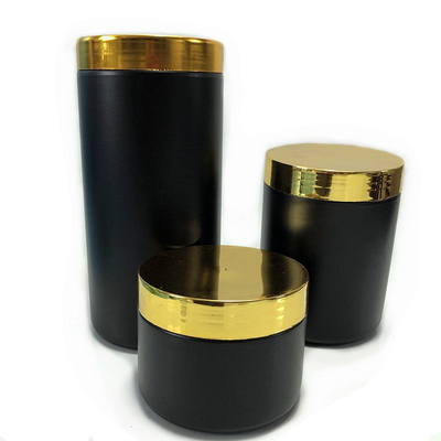 Scatola metallica di plastica nera su misura della polvere della bocca di varie dimensioni ampia con il coperchio dell'oro